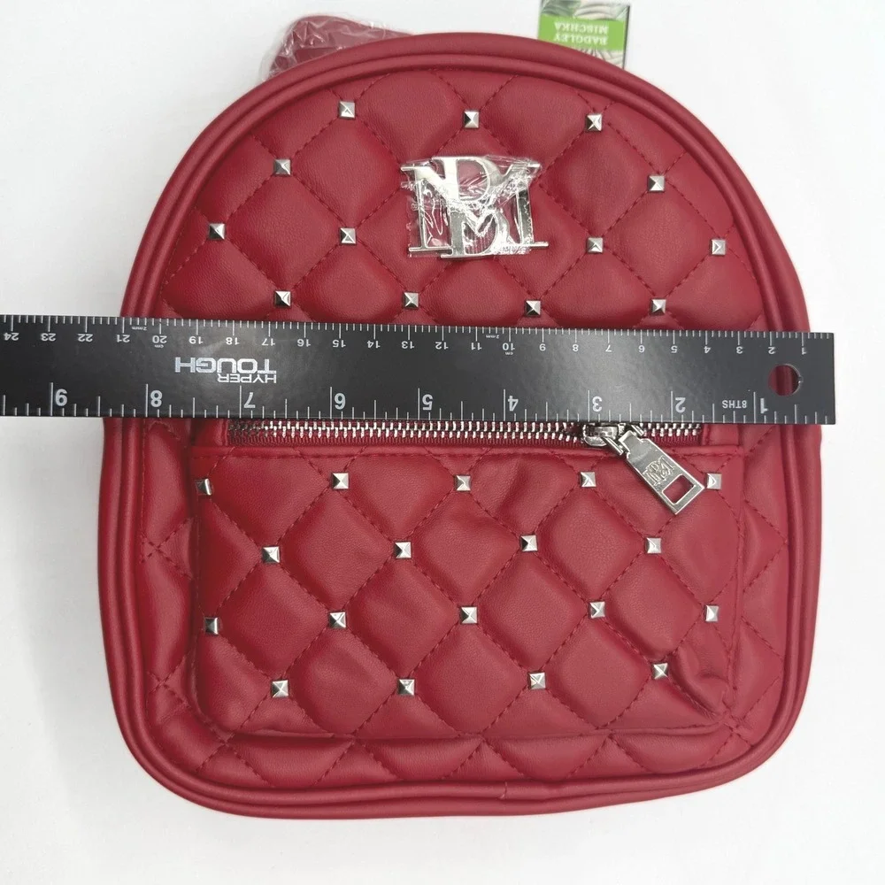 Badgley Mischka‎ Red Mini Studded Vegan Leather Backpack $99 NWT